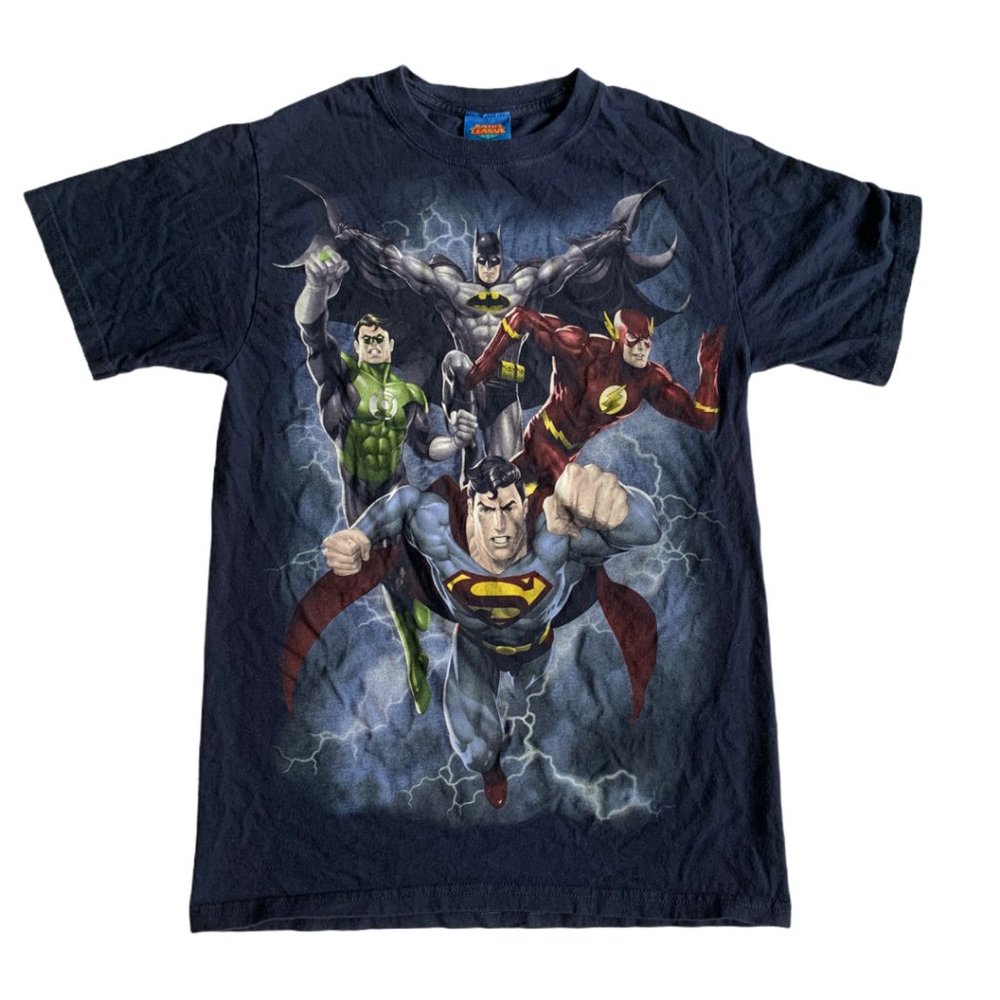 DC Comics Retro Justice League Blue Tee Shirt